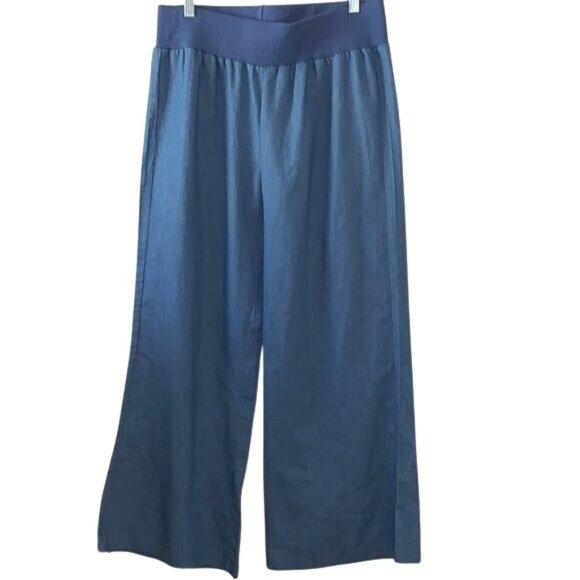 Womens Wide Leg Elastic Waist Blue Denim Pants 3XL - Picture 1 of 10